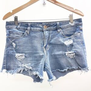 BONGO vintage Y2K Light Blue Distressed Denim Short Shorts